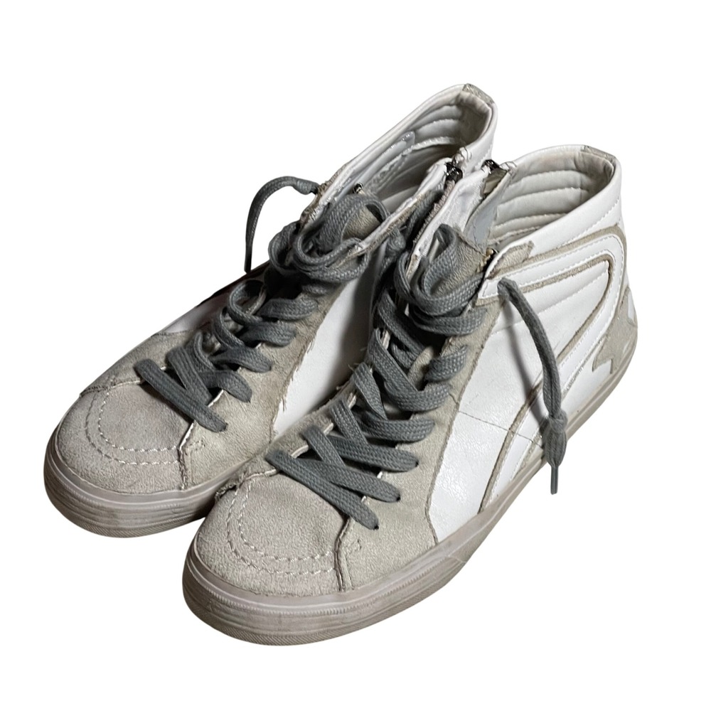SHU SHOP Roxanne White Leather Suede Star High Top Zip‎ Sneakers Size 7